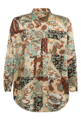 Patchwork Print Oversized Satin Shirt