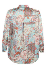 Patchwork Print Oversized Satin Shirt