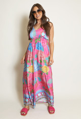 Wide Leg Satin Floral Print Jumpsuit