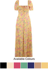 Milkmaid Floral Maxi Dress With Slit