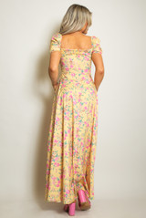 Milkmaid Floral Maxi Dress With Slit
