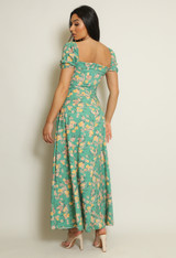 Milkmaid Floral Maxi Dress With Slit