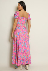 Milkmaid Floral Maxi Dress With Slit