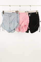 Ruched Side Denim Shorts