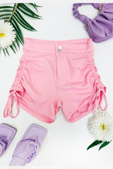 Ruched Side Denim Shorts