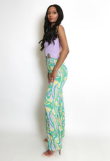 Printed High Waisted Wide Leg Trouser