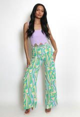 Printed High Waisted Wide Leg Trouser