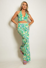 Key Hole Crop Top & Wide Leg Trouser Set