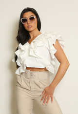 Ruffle V Neck Peplum Top