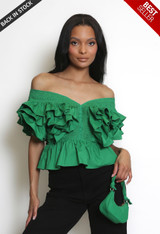 Ruffle V Neck Peplum Top