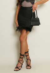 Bandage Mini Skirt With Feather Trim