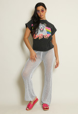 High Waisted Metallic Knit Trouser