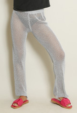 High Waisted Metallic Knit Trouser