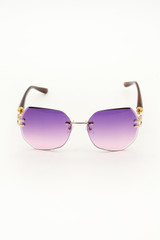 Rimless Sunglasses With Gold Embossed Arm Detail