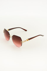 Rimless Sunglasses With Gold Embossed Arm Detail