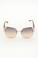 Rimless Sunglasses With Gold Embossed Arm Detail
