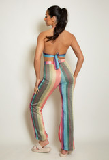 Lurex Stripe Halter Top & Flare Trouser Set