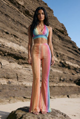 Lurex Stripe Halter Top & Flare Trouser Set
