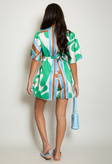 Abstract Print Satin Playsuit