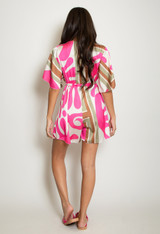 Abstract Print Satin Playsuit