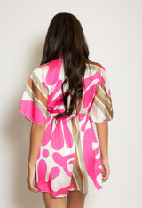 Abstract Print Satin Playsuit