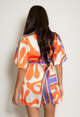 Abstract Print Satin Playsuit