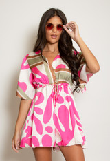 Abstract Print Satin Playsuit