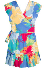 Printed V Neck Wrap Top & Mini Skirt Set