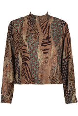 Animal Printed High Neck Blouse