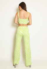 Retro Print Bralet & Wide Leg Trouser Set