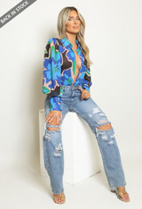 Floral Print Tie Front Blouse Floral Print Tie Front Blouse