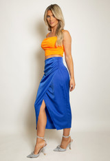 Side Pleat Midi Skirt 