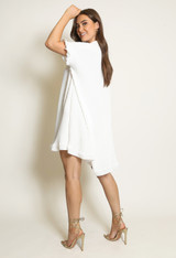 Pleated Shirt Dress with Swing Hemline 