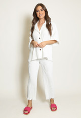 Pleated Blouse & Wide Leg Trouser Set