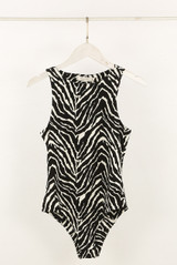 Zebra Print High Neck Bodysuit