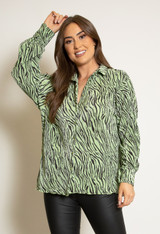 Zebra Print Plisse Blouse