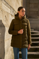 Tiered Hooded Puffer Coat