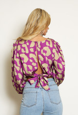 Animal Print Cropped Blouse