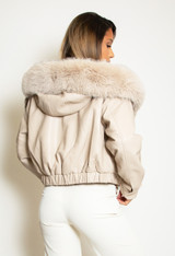 PU Cropped Fur Lined Jacket