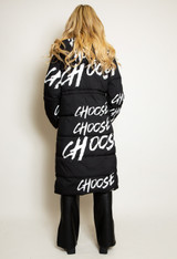 Slogan Hooded Puffer Coat