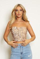 Sequin Bandeau Corset Top