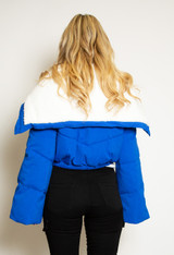 Cropped Puffer Jacket With Borg Collar