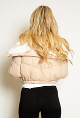 Cropped Puffer Jacket With Borg Collar