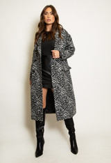 Zebra Print Long Line Coat