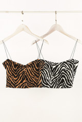 Zebra Print Cropped Cami Tops