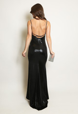 Metallic Cowl Neck Maxi Dress