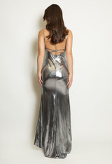 Metallic Cowl Neck Maxi Dress
