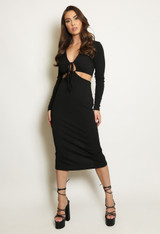 Key Hole Cut Out Midi Dress