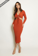 Key Hole Cut Out Midi Dress