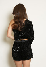 One Shoulder Sequin Crop Top 